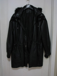 Manteau d'hiver en cuir Noir