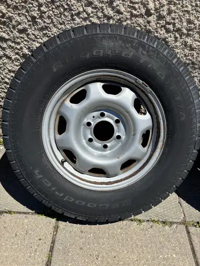 BF Goodrich Rugged Trail T/A, LT245/75/R17 on 17” steel 6 bolt wheels. Came off 2014 F150 2wd. Front...