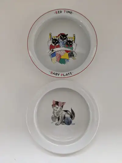 Vintage English Children's Bowls Cat Motif x2, View more