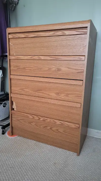 5-Drawer Solid Wood Dresser Tall Chest for Bedroom, Living Room & Hallway,Caramel. W 78.5cm x D 40.0...
