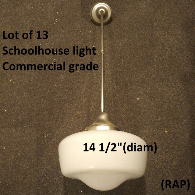 Light - Schoolhouse Pendant Light, Brushed Metal, 14.5-In Glass in Other Business & Industrial in Markham / York Region