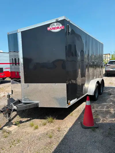 2021 E Series Cargomate 7x14 V-nose cargo trailer twin 3500lbs axels with electric brakes, trailer i...
