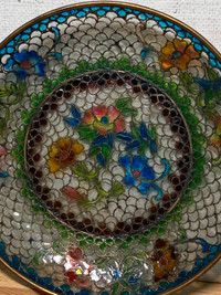 Antique Chinese Plique A'Jour Cloisonne 4" Plate Byzantine-style