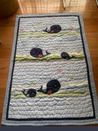 Pottery barn kids whale quilt for baby crib toddler bed 
