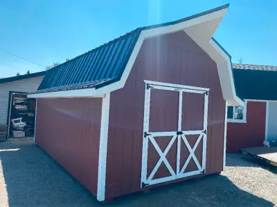 SUMMER SALE BARN STYLE SHEDS IN STOCK 2-10 X 12 IN STOCK 1- 12X20 METAL ROOF FULL SIZE IS 14 X 23 CL...