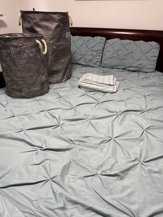 Queen comforter, sheets, curtains and hampers in Bedding in Ottawa - Image 2