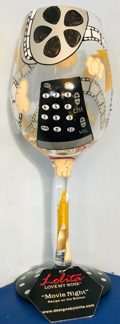 Lolita Ornate Movie Night Large Wine Glass with Recipe & Tag-NEW, View more