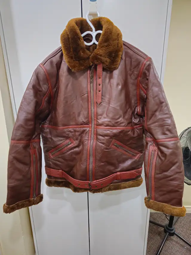 Men's Genuine Leather B3 Bomber – Real Shearling – Brown