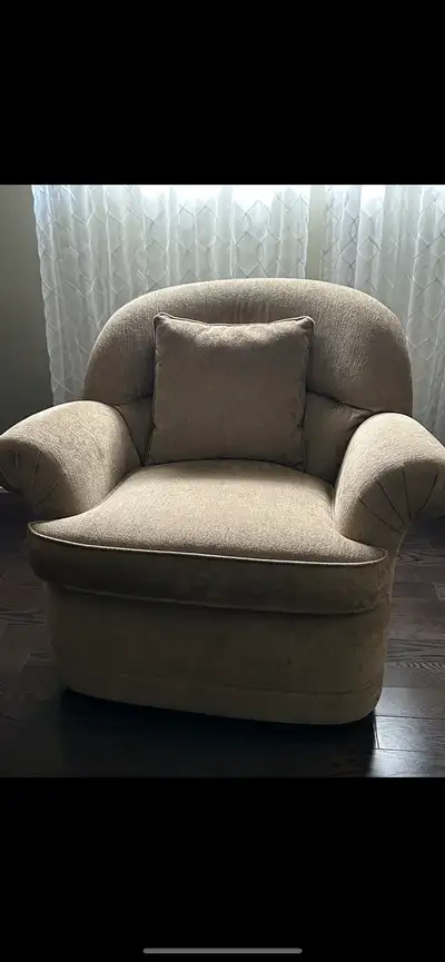 Sold- Beige Swivel Armchair custom made in Vaughan, View more