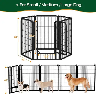 6 panels 40" height Dog Playpen Outdoor, Indoor Pen , View more