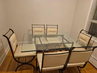 Glass Dining Table with Six Chairs $100 (used) Etobicoke M8Z1H6, View more