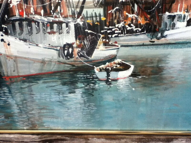 Nantucket fishing dock scene , oil on canvas by Kerry Hallam in Arts & Collectibles in Trenton - Image 3