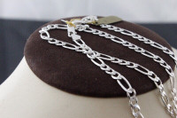 NEW SOLID STAMPED SILVER  ITALIAN  FIGARO CHAINS FOR SALE