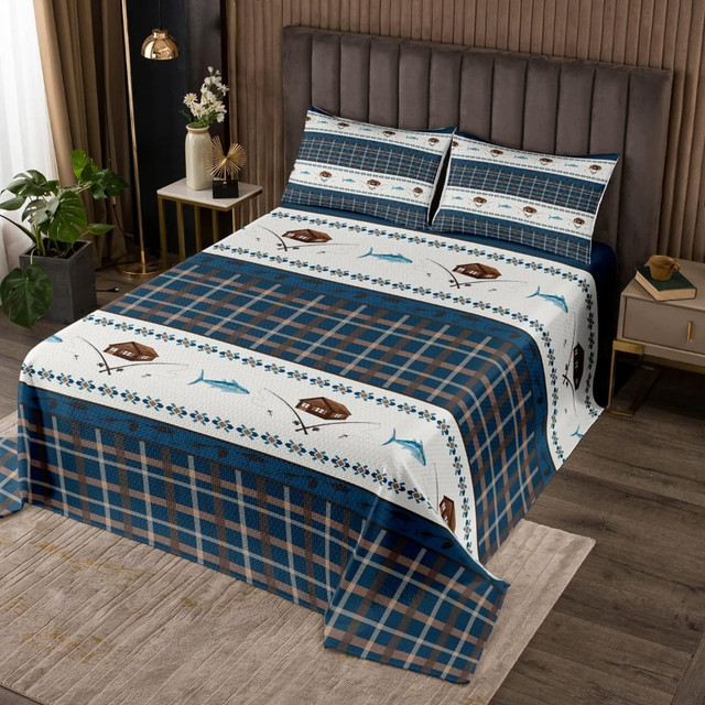 New 2 Piece Gone Fishing Bedspread Set - Twin $65 in Bedding in North Bay
