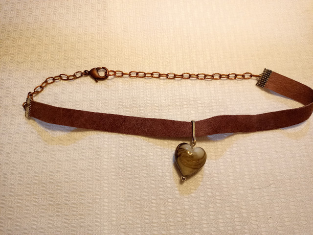 Glass Cross/Heart Suede Choker Necklaces ~Handmade! in Jewellery & Watches in Mississauga / Peel Region - Image 3