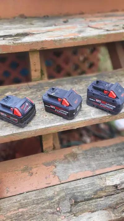 3 Milwaukee M18 Forge Batteries + m12/m18 rapid multi charger, View more