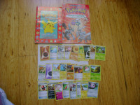 LOT 25 POKEMON CARDS AND 2 BOOKS