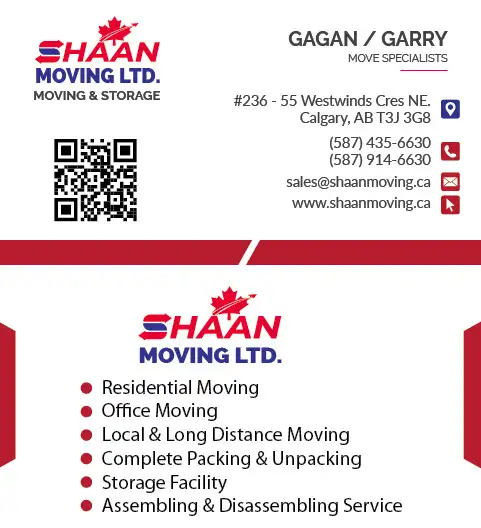 SHAAN  MOVERS  CALGARY MOVING STARTS FROM $90 HOURLY63284942800129121