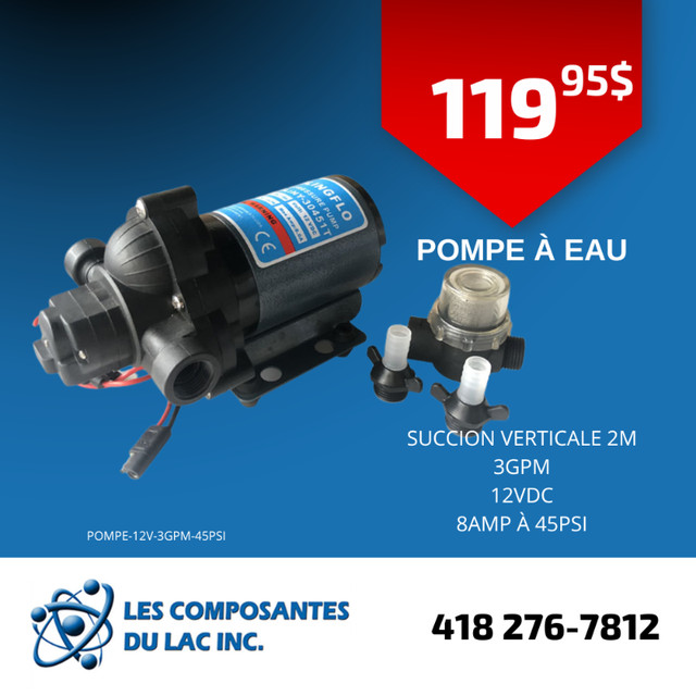 POMPE À EAU 12VDC, 3GPM, 8AMP À 45PSI dans Autre  à Lac-Saint-Jean