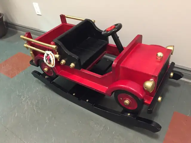 Beautiful Wooden Rocking Fire Engine wood fire truck in Toys & Games in Markham / York Region - Image 3