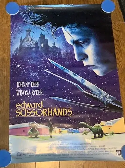 EDWARD SCISSORHANDS (1991) Tim Burton Johnny Depp Rare Original Poster in great shape - 26"X 38". No...