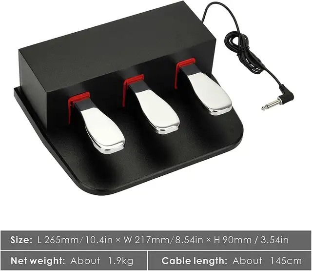 3 pedal sustain pedal with mono 1/4 Inch Plug for Digital Piano in Pianos & Keyboards in Hamilton - Image 5