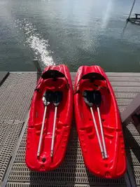  Pelican solo kayaks with paddles. $100 each or both for $175