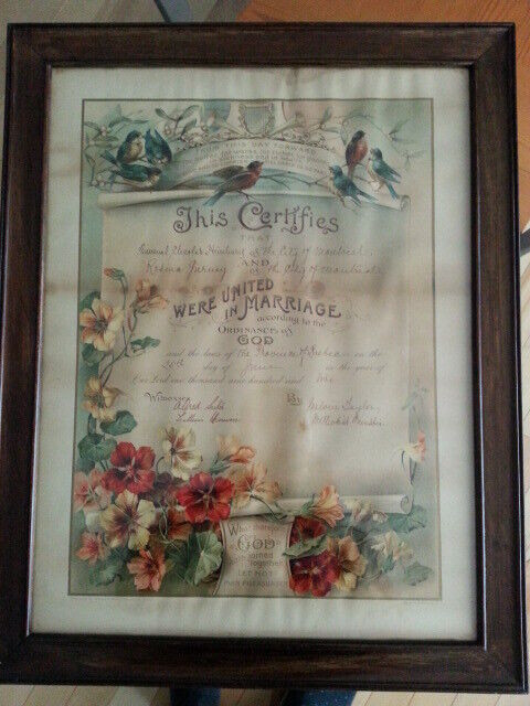 ANTIQUE MARRIAGE CERTIFICATE - DATED JUNE 20 1902! in Arts & Collectibles in Bedford - Image 4