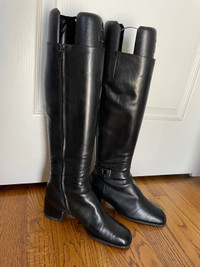 Bruno Magli black long leather boots