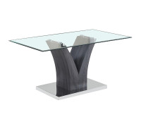 Scratch resistant dining table with clear tempered glass