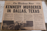 1963 Windsor Star Newspaper KENNEDY MURDERED