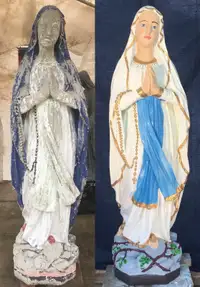 statue religieuse et réparation minitieuse pour les statues en p