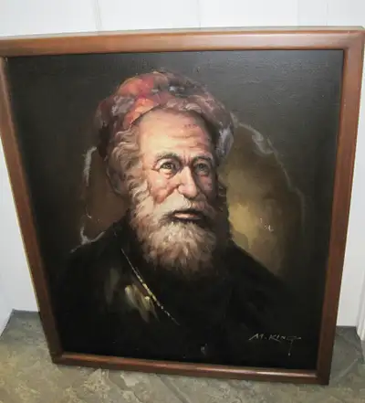 SIGNED BY M. KING VINTAGE  OIL PAINTING DUTCH OLD MAN, View more