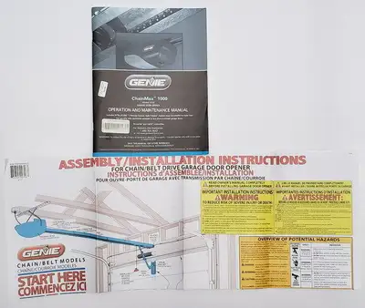 Genie ChainMax 1000 Garage Door Operation, Maintenance and Repair Manual * for Model 3022 * includes...