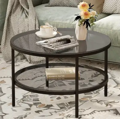 Yusong Round Glass Coffee Table, View more