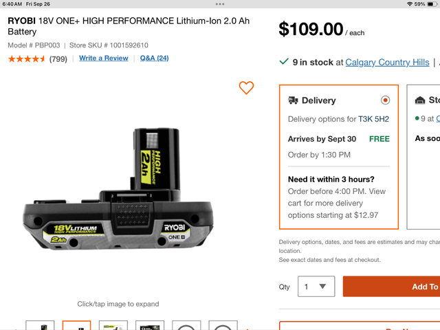 Ryobi Hp Battery (New) in Power Tools in Calgary - Image 3
