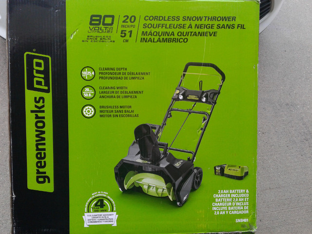 Just reduced  Cordless Snowblower 80 volt battery in Lawnmowers & Leaf Blowers in Windsor Region - Image 2
