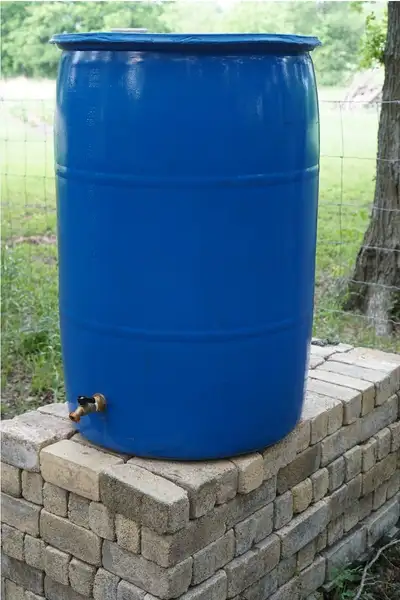 Rain barrel with garden hose spigot, View more