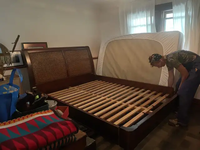 Rattan bed frame. Solid wood. Queen.  in Beds & Mattresses in Vancouver - Image 2