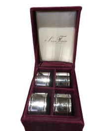 Silver Treasures by Godinger Napkin Rings Set of 4 in Velvet Box