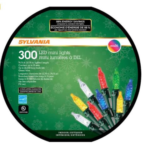 Jeu de 300 mini-lumières DEL multicolores noël SYLVANIA 300 LED dans Éclairage extérieur  à Laval/Rive Nord - Image 2