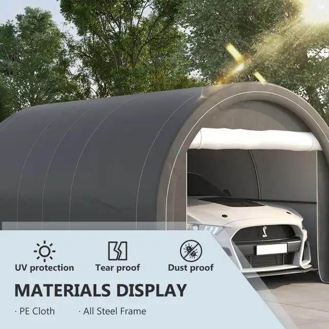 10' x 16' Heavy Duty Portable Carport Tent with Zippered Door in Outdoor Tools & Storage in Markham / York Region - Image 4
