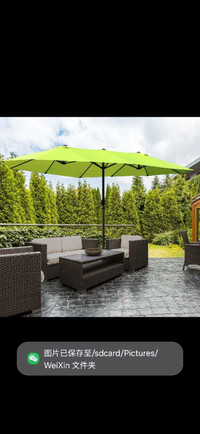 15ft Double-sided Patio Umbrella with Twin Canopy