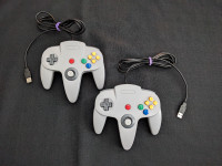 Pair of Grey Nintendo N64 PC/Pi controllers (USB)