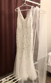 Short double layer Veil and White Prom Wedding Night Gown Dress