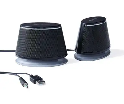 Amazon Basics USB-Powered Computer Speakers with Dynamic Sound, View more