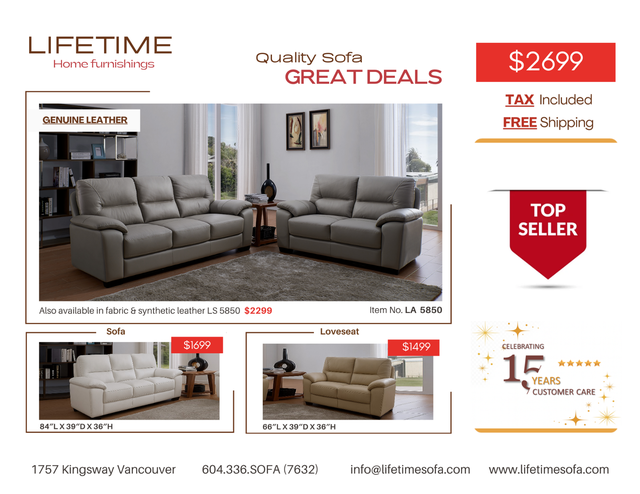 Genuine Top Grain leather  sofa set with couch and loveseat in Couches & Futons in Vancouver - Image 9