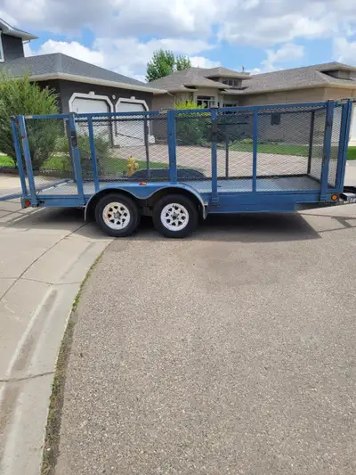 6.5' X 15.5' Heavy Duty Steel Commercial Grade TrailTech Trailer. Tandem Axle 3500 lbs. Tires ST205/...