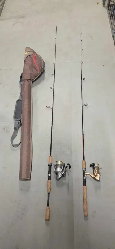 2 fishing rods with case and tackle box, View more