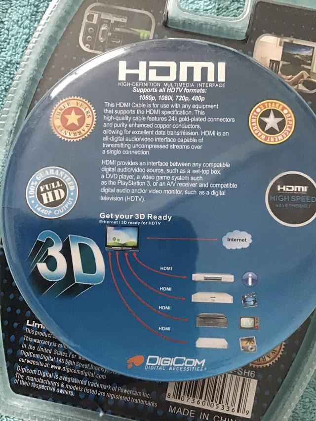 Câble haute définition HDMI  dans Câbles et connecteurs  à Longueuil/Rive Sud - Image 4